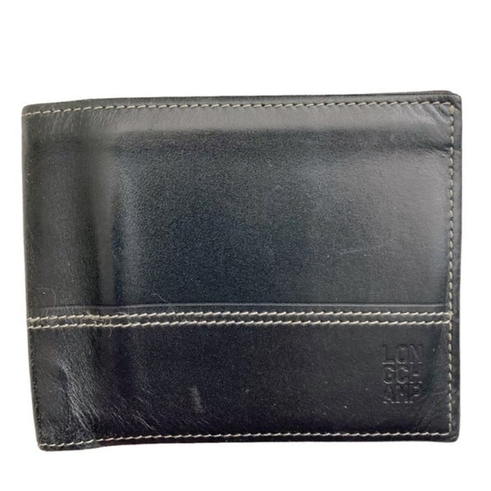 Longchamp black leather mens wallet